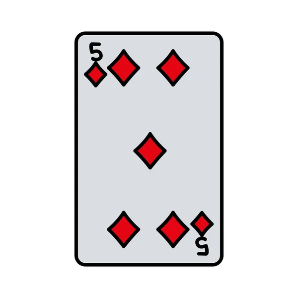 Farbe Fünf Diamanten Casino Card Game Vektor Illustration — Stockvektor