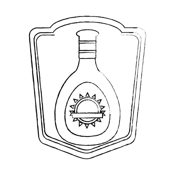 Векторная Иллюстрация Векторной Эмблемы Бутылки Ликёра Гранж Виски — стоковый вектор