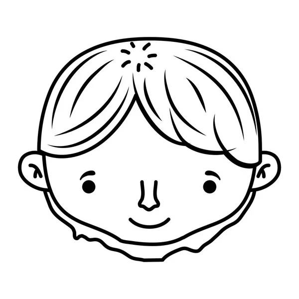 Linha Feliz Homem Cabeça Com Penteado Curto Vetor Ilustração — Vetor de Stock