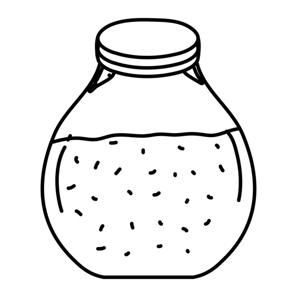 Line Mason Jar Delicious Healthy Juice Vector Illustration — Stock Vector
