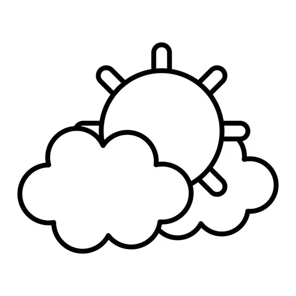 Linie Tropische Sonne Und Heißes Wetter Mit Wolken Vektor Illustration — Stockvektor