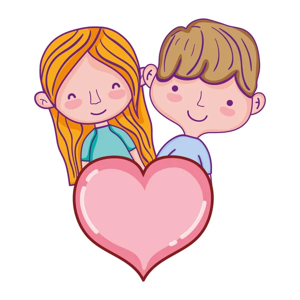 Cute Couple Hairstyle Passion Heart Vector Illustration — Stock Vector