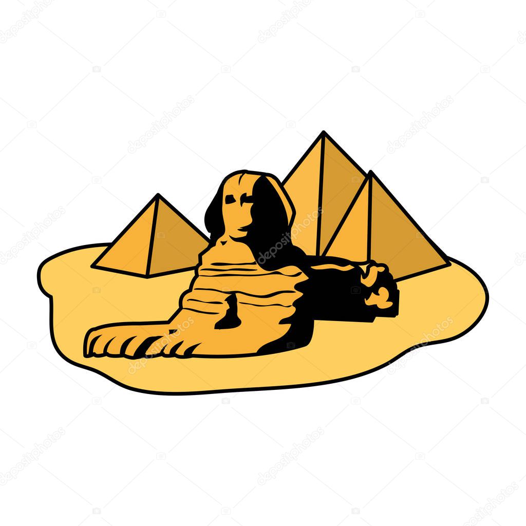 color famous giza egypt sculpture pyramids vector illustration