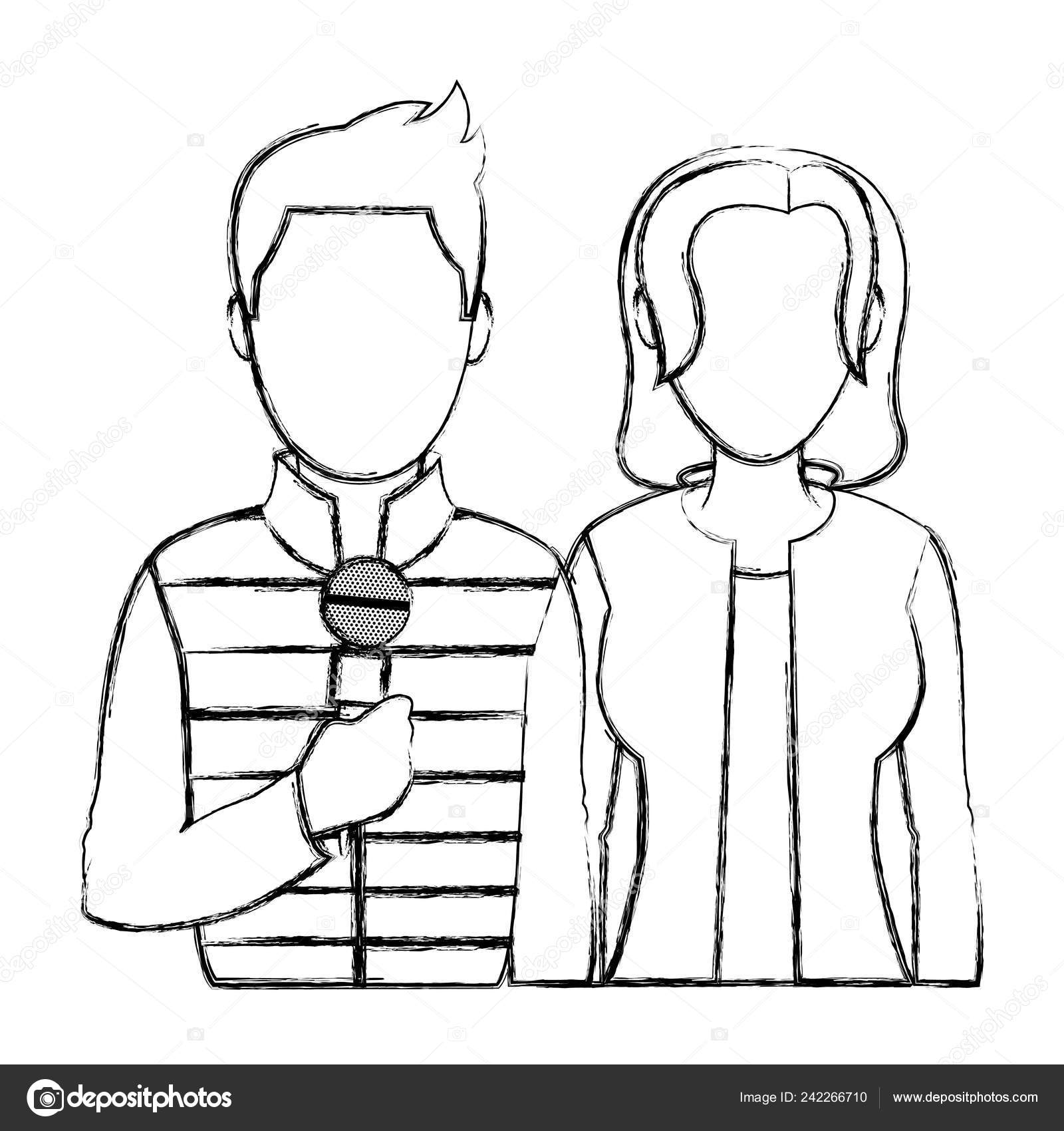 グランジ プロ男性と女性パートナー記者ベクトル イラスト ストックベクター C Stockgiu