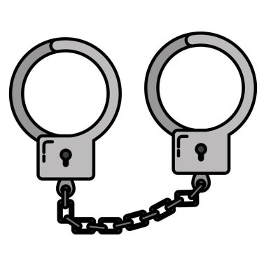 nesne tutuklama ve adalet vektör çizim renk metal kelepçe