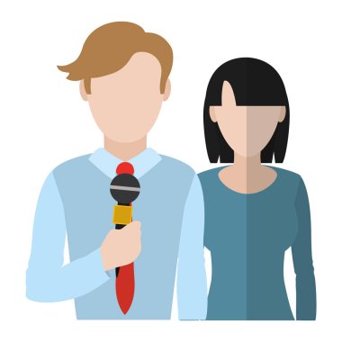 Erkek ve kadın ortak haber gazetecilere illüstrasyon vektör