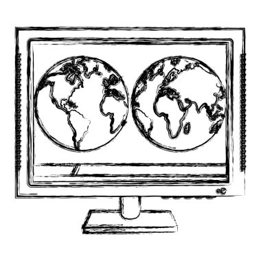 Grunge elektronik ekran bilgisayar teknoloji hizmet vektör çizim