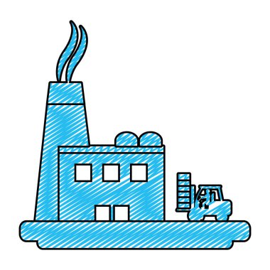 kirliliği fabrikası forklift İnşaat ekipmanları vektör çizim ile doodle