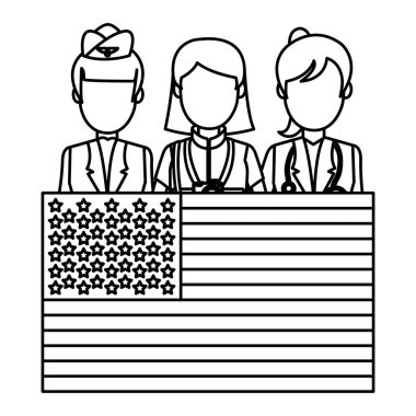 ABD bayrağı vatansever vektör çizim ile profesyonel Bayan hattı