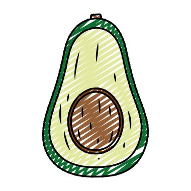 Doodle lezzetli avokado taze meyve beslenme vektör çizim