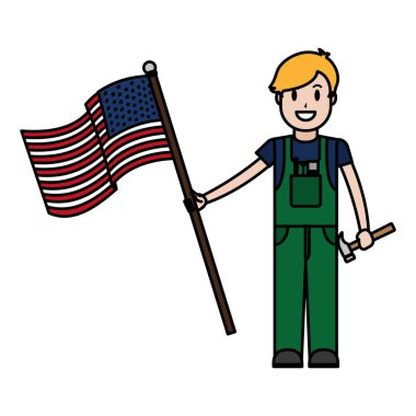 çekiç ve ABD bayrağı ile mekanik Servisi vektör çizim renk
