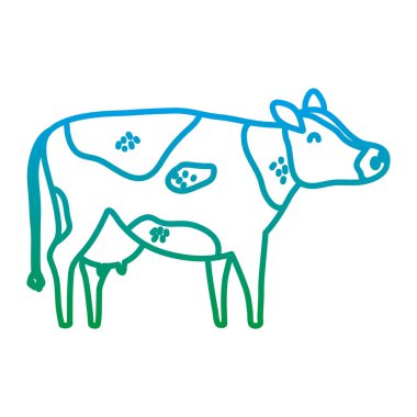 bozulmuş satır sevimli ineği çiftlik hayvan simge vektör çizim