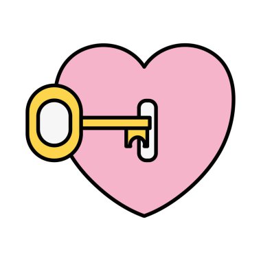 renk güzel kalp asma kilit vektör çizim içinde anahtar erişimi