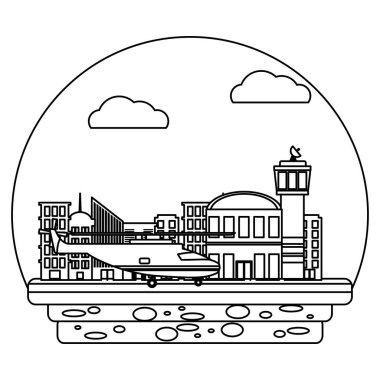 satır havaalanına yere Servisi helikopter ulaşım vektör çizim ile