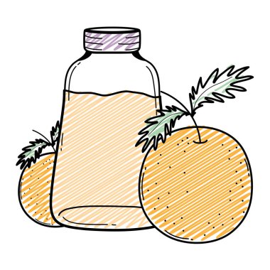 Doodle portakal suyu sağlıklı beslenme kavanoz vektör çizim içinde