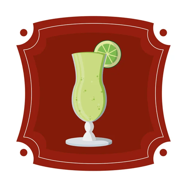 Emblema Com Copo Coquetel Com Limon Liquor Vetor Ilustração — Vetor de Stock