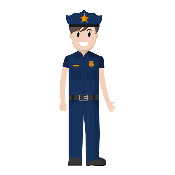 Policía Oficial Con Uniforme Sombrero Diseño Vector Ilustración — Vector de stock