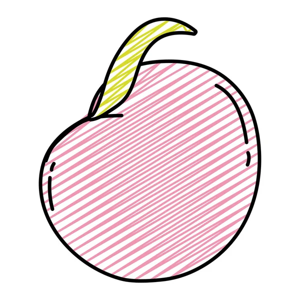 Doodle Deliciosa Maçã Saudável Fruto Orgânico Vetor Ilustração —  Vetores de Stock