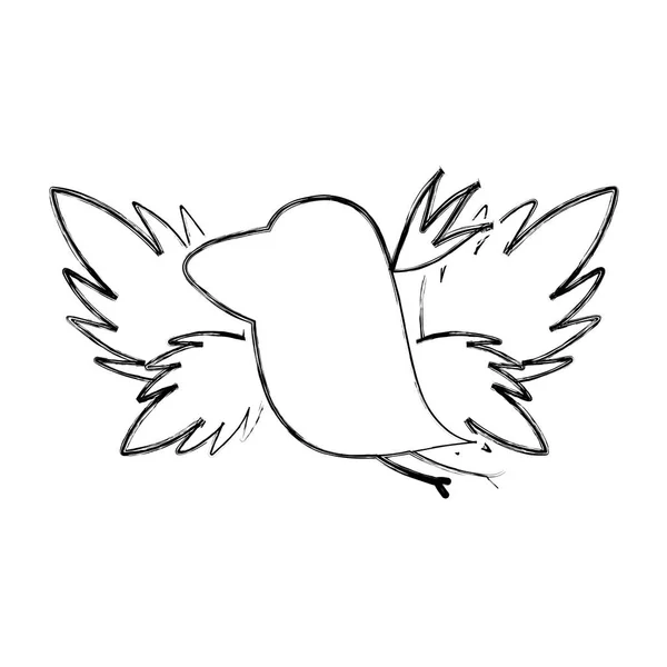 Silueta Grunge Pájaro Con Hojas Exóticas Reserva Vector Ilustración — Vector de stock