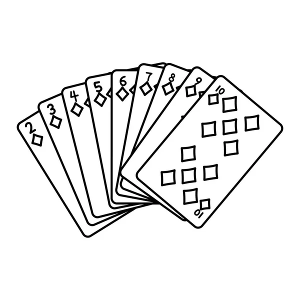 Linha Diamantes Cartões Clássico Cassino Jogo Vetor Ilustração — Vetor de Stock