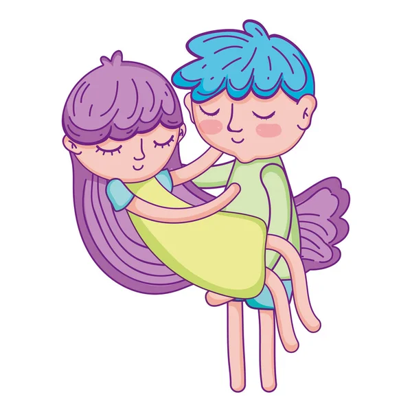 Lindo Niño Niña Niños Durmiendo Vector Ilustración — Vector de stock