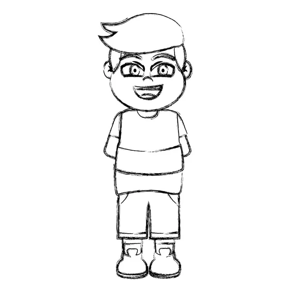 Grunge Ευτυχισμένο Αγόρι Παιδί Χτένισμα Και Ρούχα Διανυσματικά Εικονογράφηση — Διανυσματικό Αρχείο