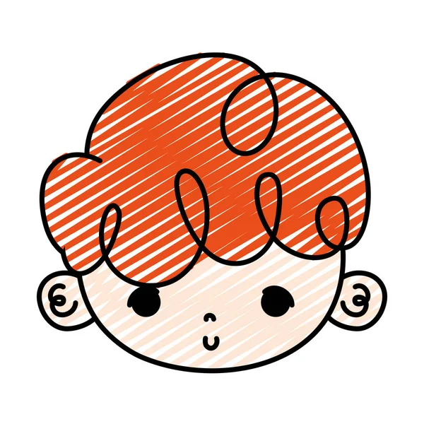 Doodle Buena Cabeza Niño Con Pelo Rizado Vector Ilustración — Vector de stock