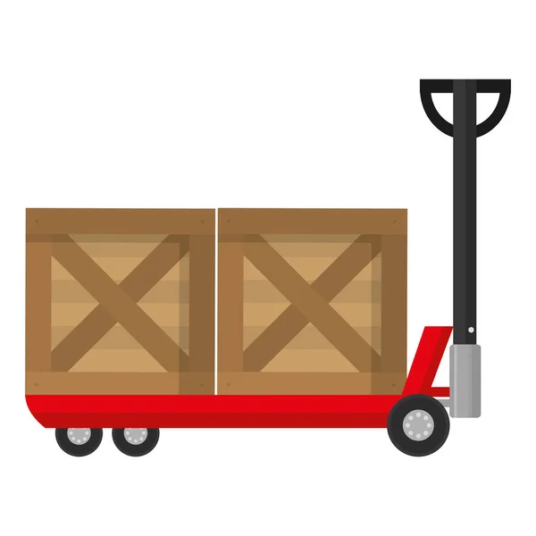 Carros Entrega Con Entrega Cajas Madera Ilustración Vectorial — Vector de stock