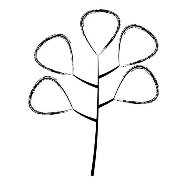 Grunge Κλαδιά Φυτό Εξωτικά Φύλλα Στυλ Εικονογράφηση Διάνυσμα — Διανυσματικό Αρχείο