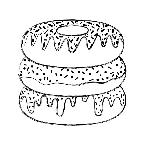 Grunge Délicieux Beignet Boulangerie Sucrée Illustration Vectorielle Alimentaire — Image vectorielle