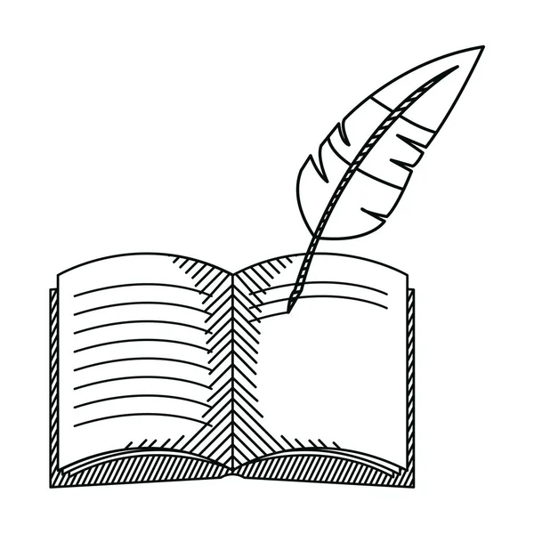 Γραμμή Πένα Φτερό Εγγράφως Στην Εικονογράφηση Βιβλίων Αντικείμενο Διανύσματος — Διανυσματικό Αρχείο
