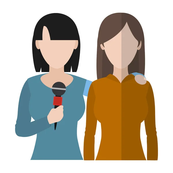 Γυναίκες Επαγγελματίες Δημοσιογράφους Συνεργάτη Πληροφορίες Διανυσματικά Εικονογράφηση — Διανυσματικό Αρχείο