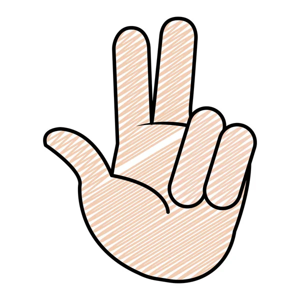 Gambar Vektor Simbol Jari Gestur Tangan Anak Doodle - Stok Vektor