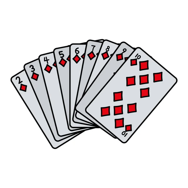 Color Diamonds Cards Classic Casino Game Vector Illustration — Stock Vector
