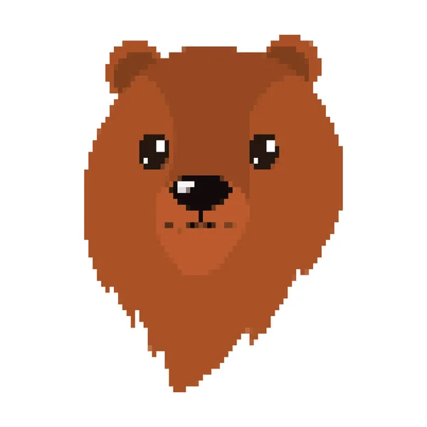 Pixelated Urso Cabeça Selvagem Animal Vetor Ilustração — Vetor de Stock