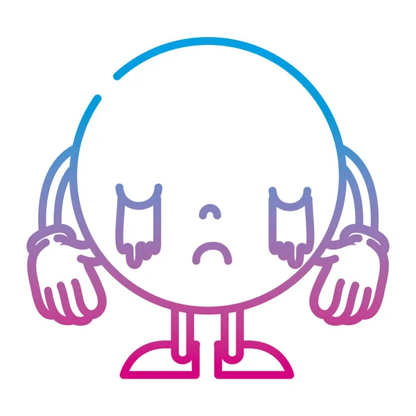 Aangetaste Lijn Geween Emoji Karakter Met Armen Benen Vecctor Illustratie — Stockvector