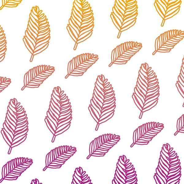 Línea Degradada Planta Tropical Rama Hojas Fondo Vector Ilustración — Vector de stock