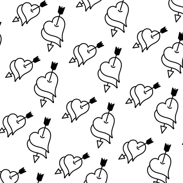 Line Arrow Shape Romantic Heart Background Vector Illustration — Stock Vector