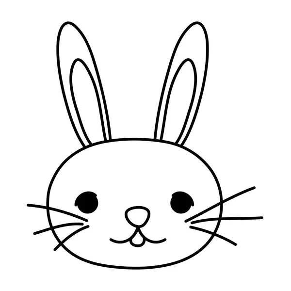 Ligne Kawaii Mignon Tête Lapin Animal Vecteur Illustration — Image vectorielle