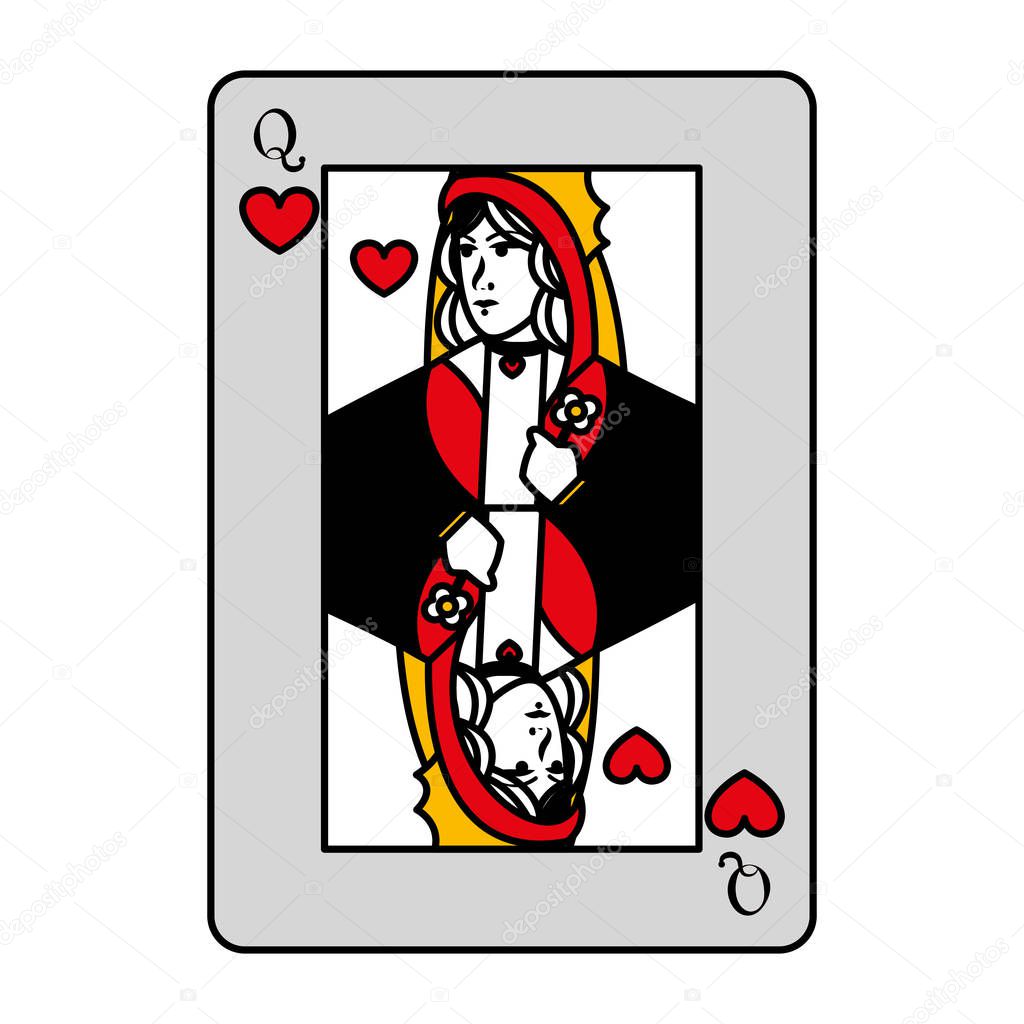 color queen heart card casino game vector illustration