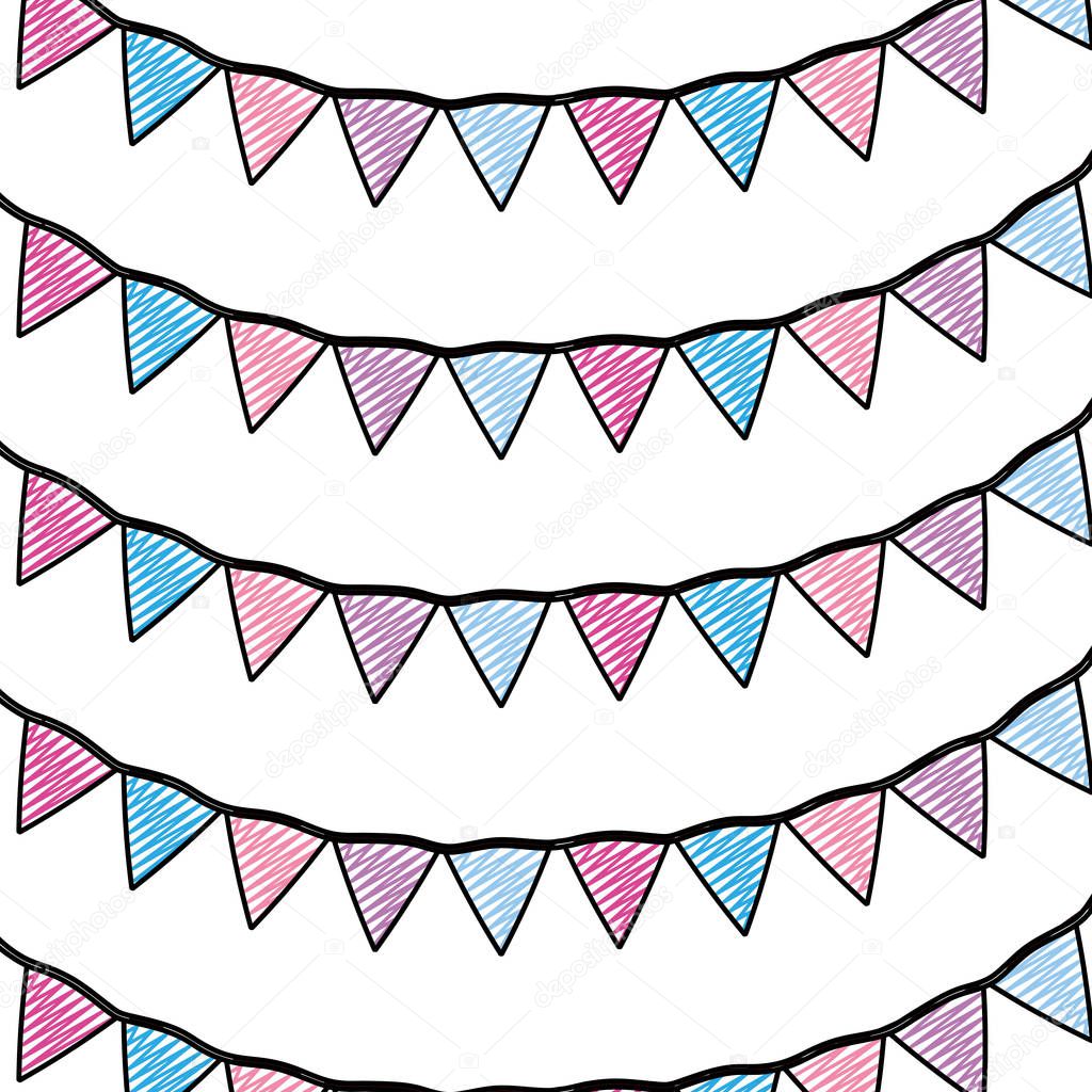 doodle party flags event celebration background vector illustration