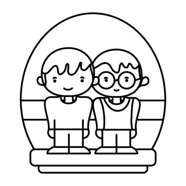 satır erkek saç modeli ve rahat kıyafetler ile vektör çizim tasarım