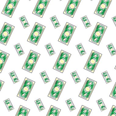 Doları bill nakit para arka plan vektör çizim doodle