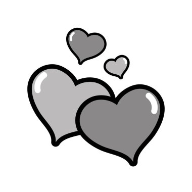 gri tonlamalı sevimli kalp işareti dekorasyon tasarım vektör çizim seviyorum