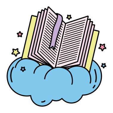 bulut ve yıldız vektör çizim içinde ayırıcı rengi açık kitap