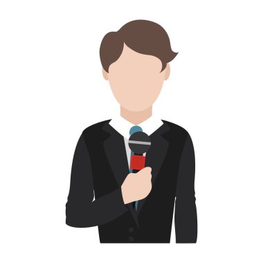 profesyonel gazeteci rapor mikrofon nesne vektör çizim ile