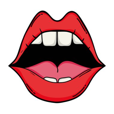 açık ağız diş ve güzellik ile dudakları illüstrasyon vektör
