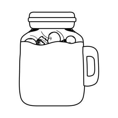 satır mason kavanoza kiraz meyve koru vektör çizim ile