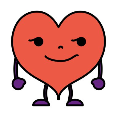 vektör çizim Kawaii rogue kalp kolları ve bacakları ile renk