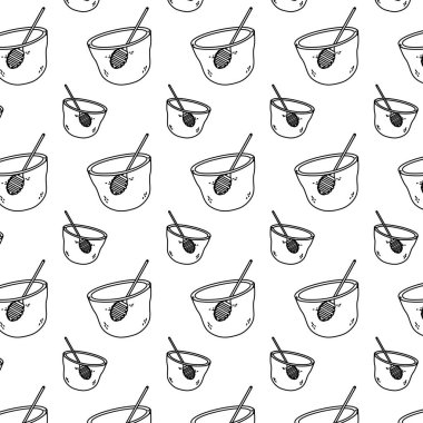 satır kase lezzetli bal ve kepçe arka plan vektör çizim ile